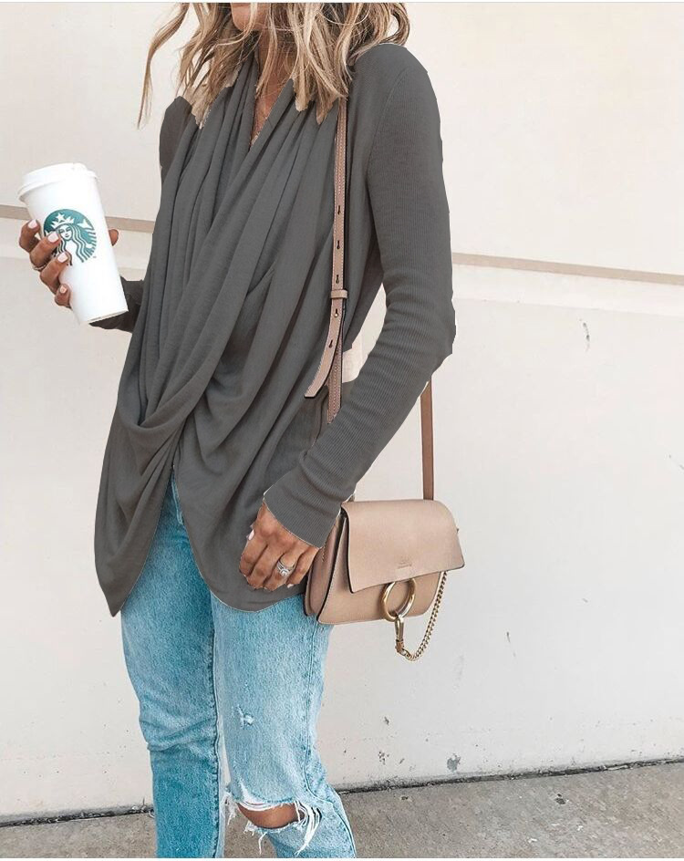 Women's New Irregular Pile Collar T-shirt