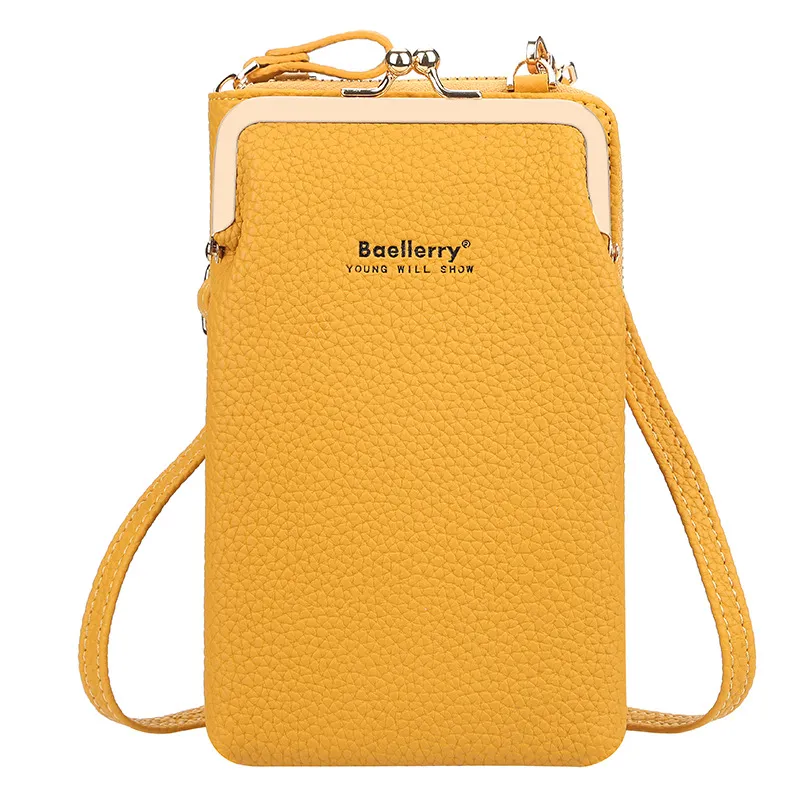 Ladies Crossbody Bag Korean Edition Lychee Pattern Goes With Everything - Yellow