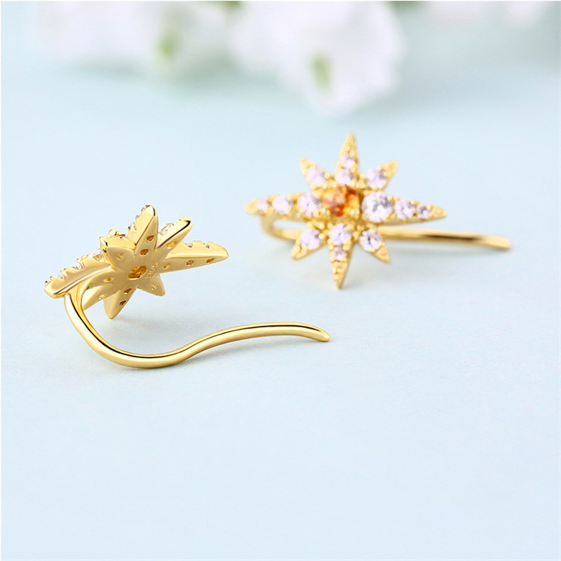Light Luxury Pink Crystal Starfish Earrings Garnet Earrings