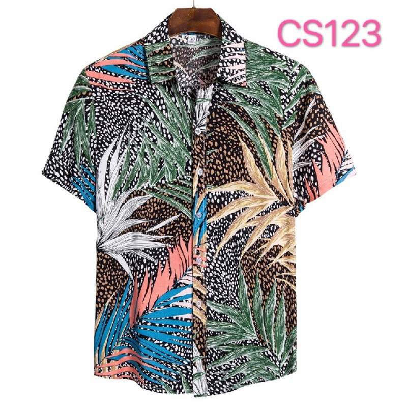 Printed Casual Short-sleeved Shirt Youth Fashion Floral Shirt