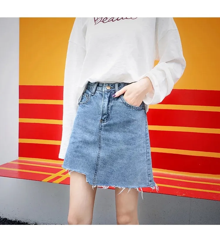 Short Skirt High Waist Bag Hip Irregular Half-Length Skirt - C-L
