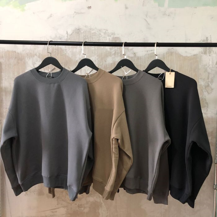 Coconut Sports Pullover High Street Casual Solid Color Round Neck Sweater