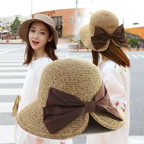 Big Bow Split Sunshade Hat Summer Vacation Beach Hat
