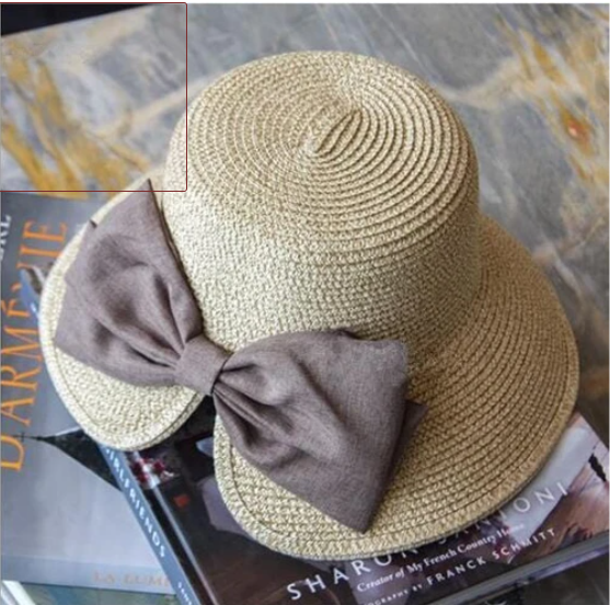 Big Bow Split Sunshade Hat Summer Vacation Sunshade Beach Hat Beige - Shop at LoveMi