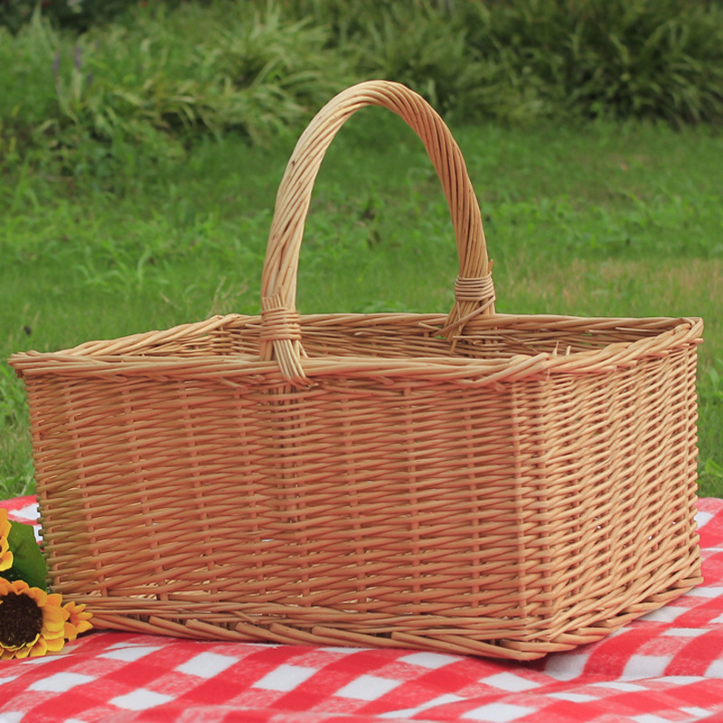 Outdoor Picnic Basket Wicker Hand Basket With Cover Ch1 Don'T Take Cover L - Shop at LoveMi