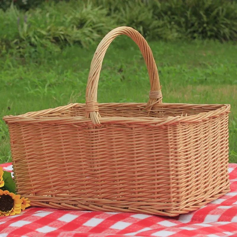 Outdoor Picnic Basket Wicker Hand Basket With Cover - Ch1-Don'T Take Cover-L