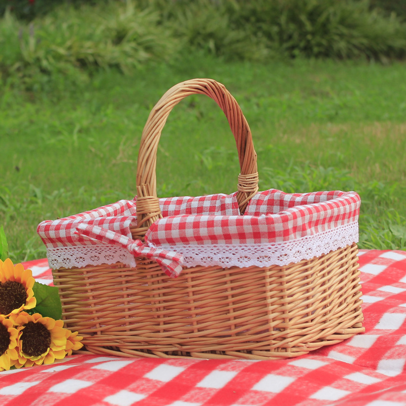 Outdoor Picnic Basket Wicker Hand Basket With Cover Ch2 Don'T Take Cover L - Shop at LoveMi