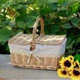 Outdoor Picnic Basket Wicker Hand Basket With Cover - Ch3-With Cover-L - View 1