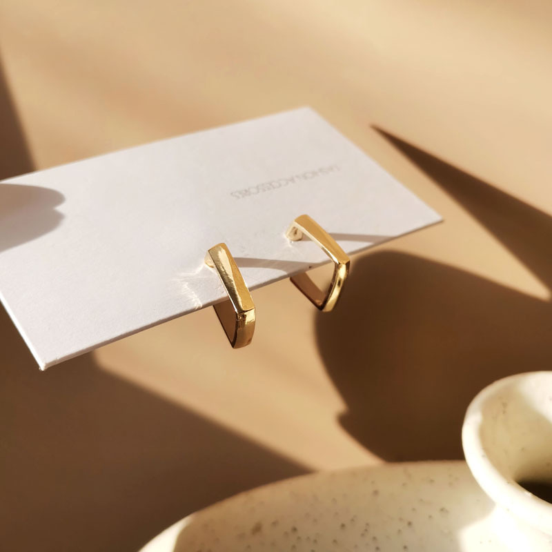 S925 Silver Needle Temperament Geometric Square Earrings