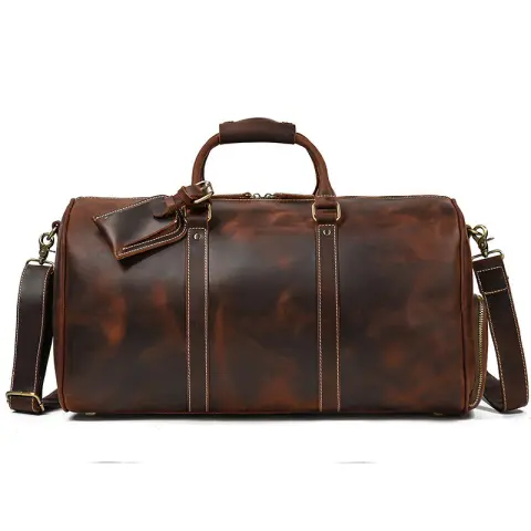 Leather Travel Bag Crazy Horse Retro Duffel Bag