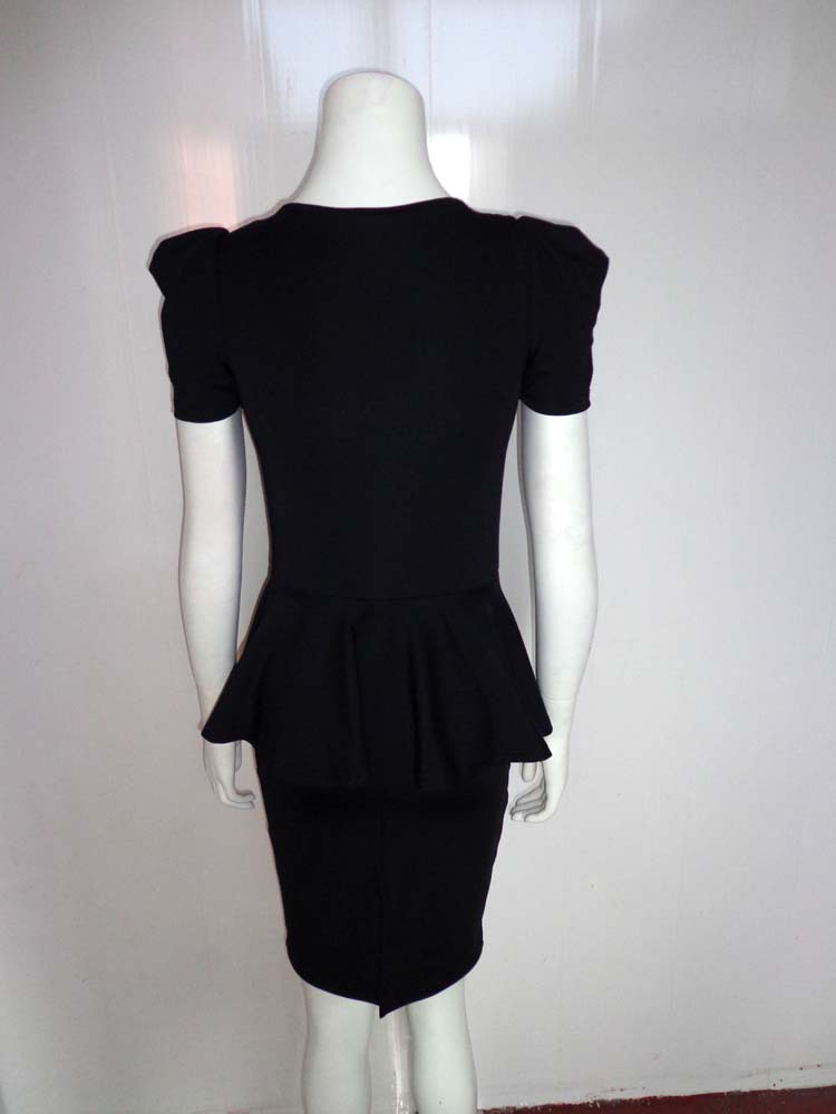 V-neck Waist Slimming Ruffled Back Slit Midi Skirt Celebrity Temperament Dress