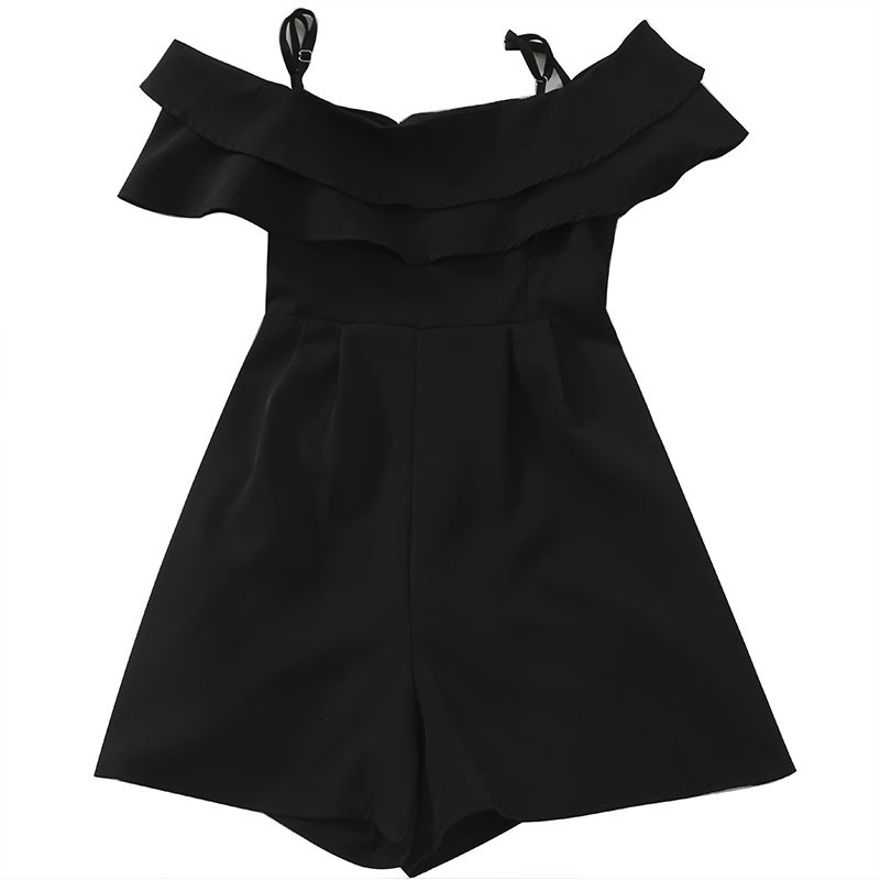 Loose And Versatile One-Way Neck Sling Adjustable Temperament Elastic Waist Wide-Leg Jumpsuit