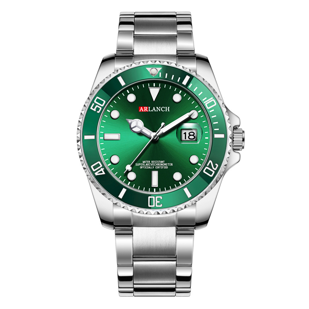 Stainless Steel Watch Luminous Anti Diving Calendar Quartz Watch