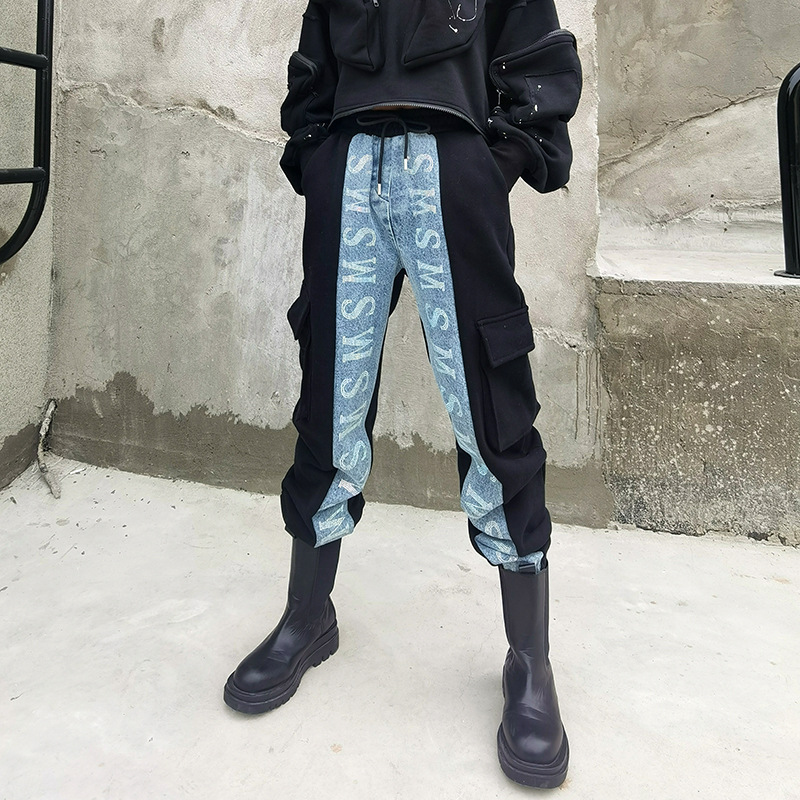 New Water Drill Lettering Cowboy Casual Pants Female Fashion Sports Pants  