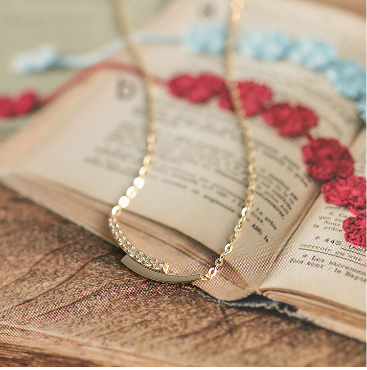 Hot S925 Silver Plated 14K Gold Necklace Simple Temperament Versatile Exquisite Niche Clavicle Necklace