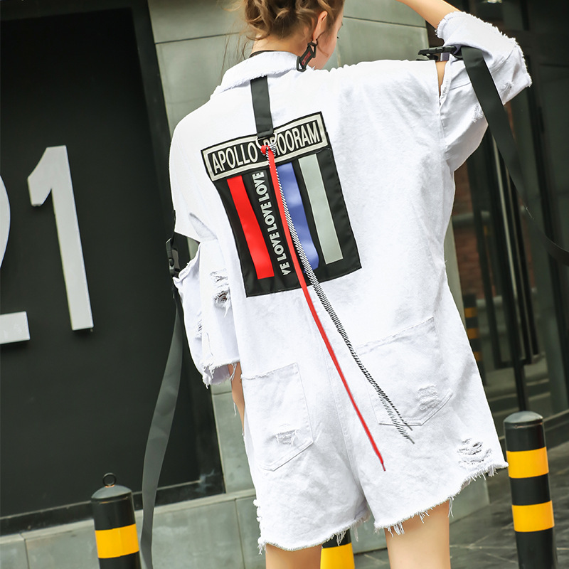 Personality Badge With Broken Cave Cowboy Trousers Shorts