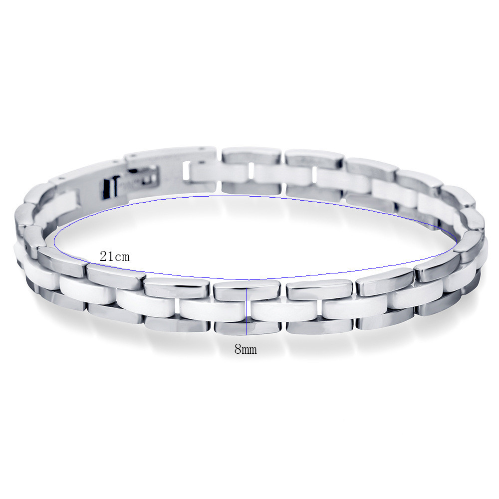Single Row Black And White Ceramic Couple Bracelet For Men And Women