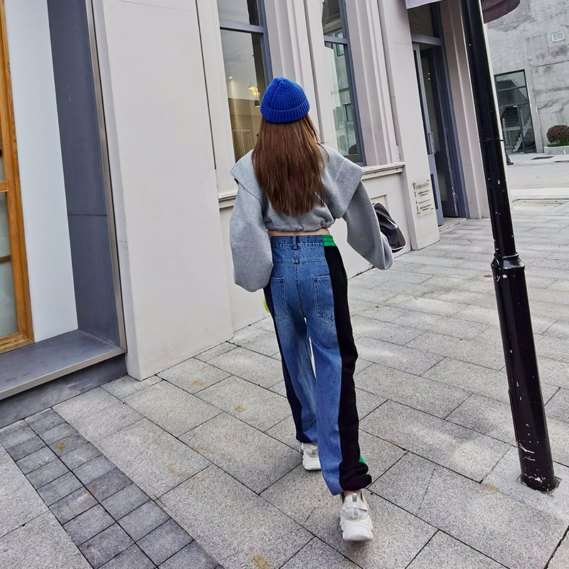 Personalized Color Matching Casual Pants Women's Matching Denim Sports Pants