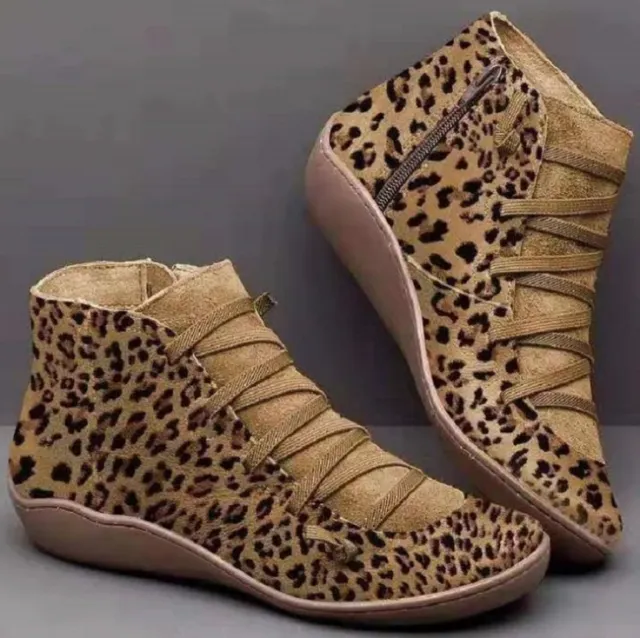 Casual booties women's boots flat boots Leopard - Shop at LoveMi