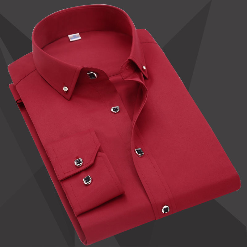 Men's Long Sleeve Shirt Loose Rhinestone Button Short Sleeve Shirt