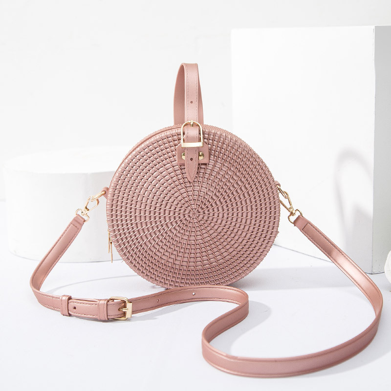 Messenger Bag Female Casual One-Shoulder Portable PVC Woven Round Jelly Bag