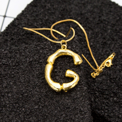 English Alphabet Necklace Female English Alphabet Pendant Green Alloy