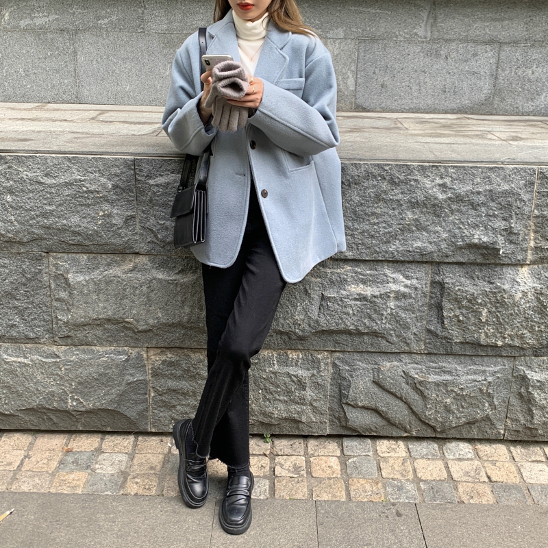 Sister xjxj woolen coat female autumn and winter all-match suit retro gentle wind suit small woolen cloth