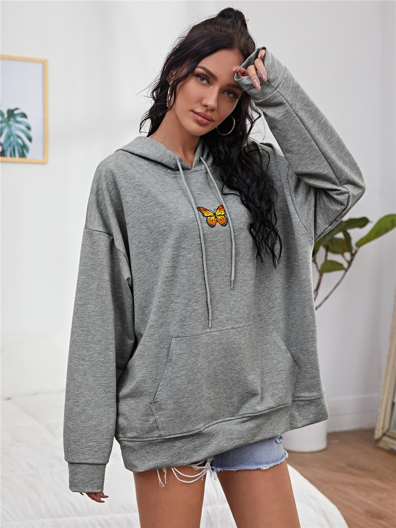 Title 5, Printed Drop-shoulder Hooded Drawstring Sweatshirt