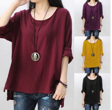 Loose Plus Size Slub Cotton Bottoming Shirt