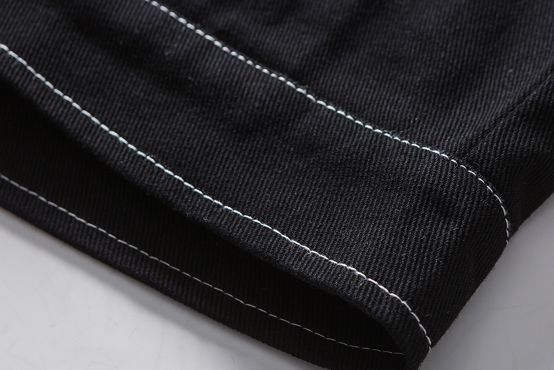 Casual Black And White Stitching Denim Jacket