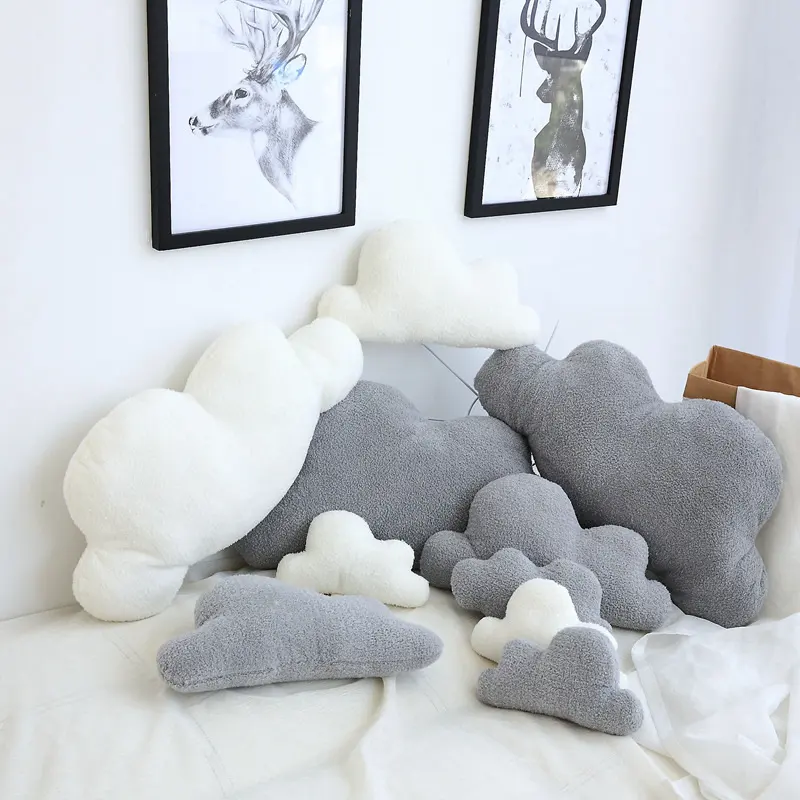 Lovely Gray White Cloud Shaped Pillow Cushion Stuffed Plush