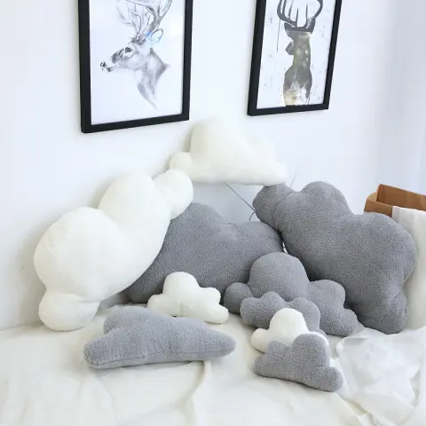 Lovely Gray White Cloud Shaped Pillow Cushion Stuffed Plush