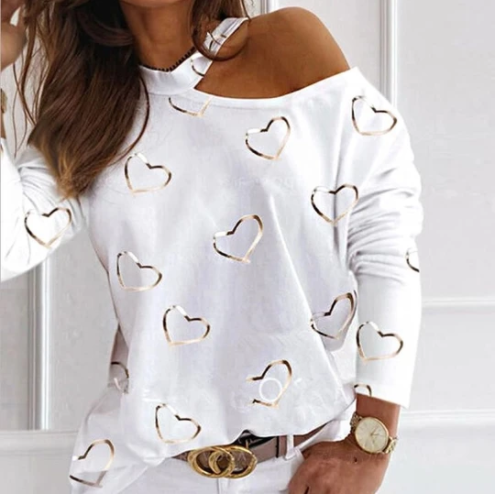 Off-The-Shoulder Sexy Tie-Dye Long-Sleeved Top