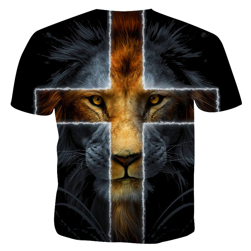 Men's Short Sleeve Cross 3D Digital Print T-shirt