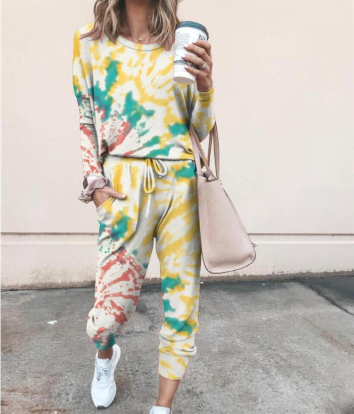 Printed Casual Home Wear Long Sleeve Women's Suit