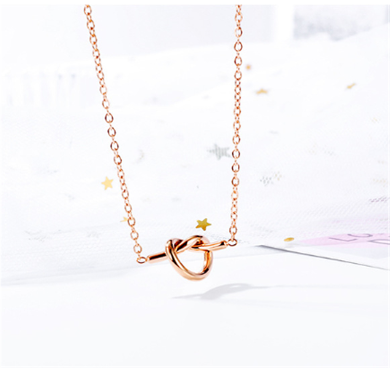 Women's Stainless Steel Knotted Rose Gold-plated Necklace