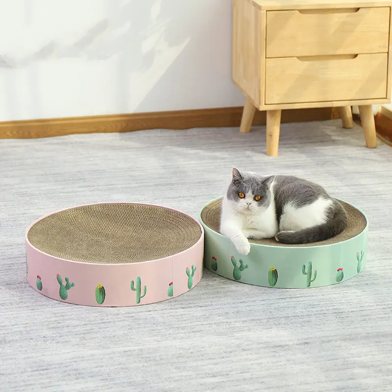 Cat Round Scratch Board Durable Cat Bed Toys Corrugated