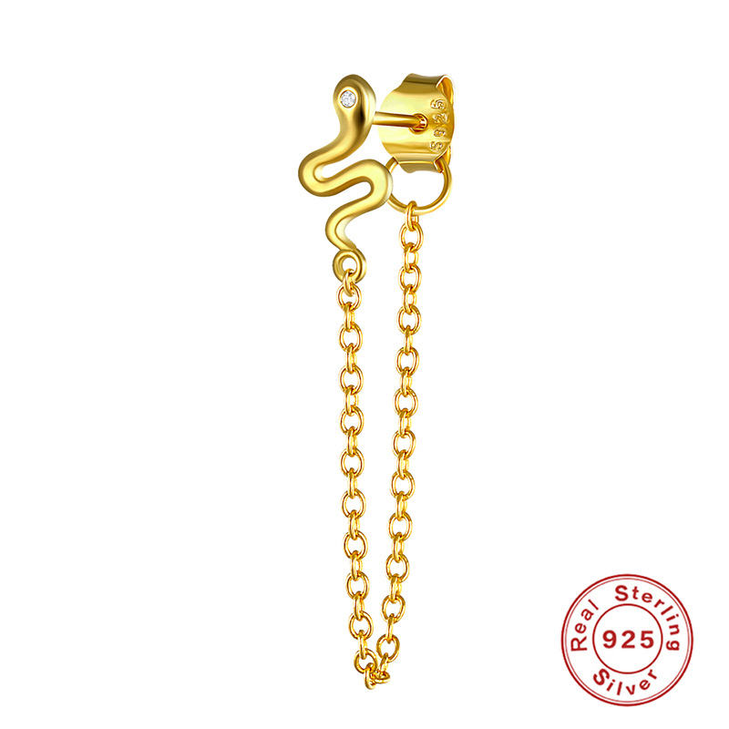 Single Tassel Earrings S925 Sterling Silver Lady's Ear Buckle Earstring