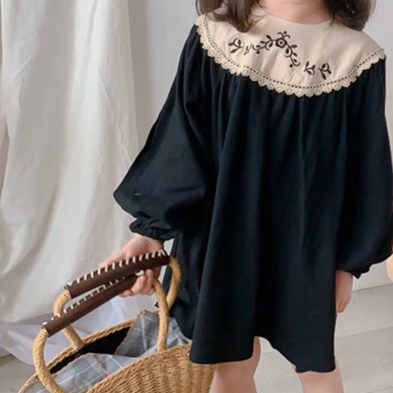 Fashion Children's Lace Embroidery Retro Dress