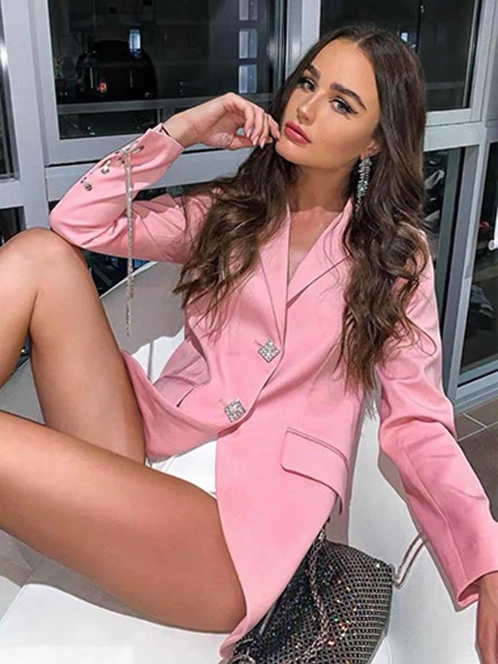 Fashionable Temperament Diamond Buckle Tassel Suit Jacket