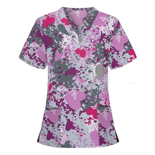 Pocket v Neck Short Sleeved t Shirt Nurse Uniform 2 M - Shop at LoveMi