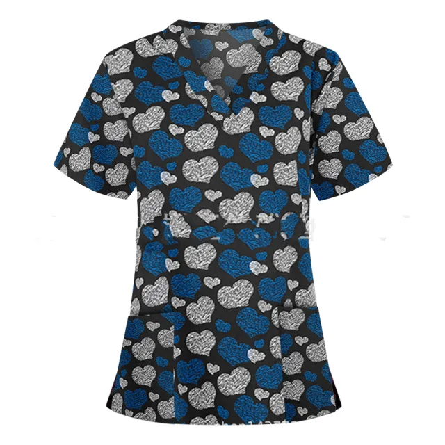 Pocket v Neck Short Sleeved t Shirt Nurse Uniform 4 3Xl - Shop at LoveMi