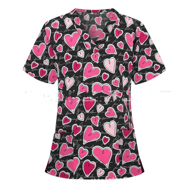 Pocket v Neck Short Sleeved t Shirt Nurse Uniform 1 3Xl - Shop at LoveMi