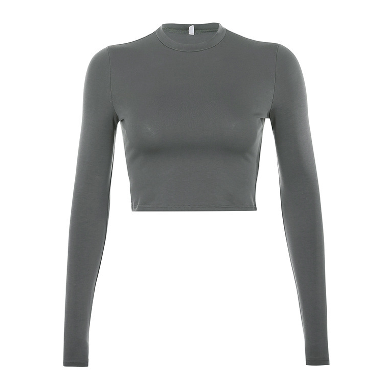 Women's Long Sleeve Bottoming Shirt Sexy Solid Color T-shirt Women's Wear