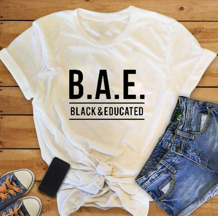 Foreign Trade T-Shirt B.A.E BLACK&EDUCATED European And American Trend Street Graphic Short Sleeves
