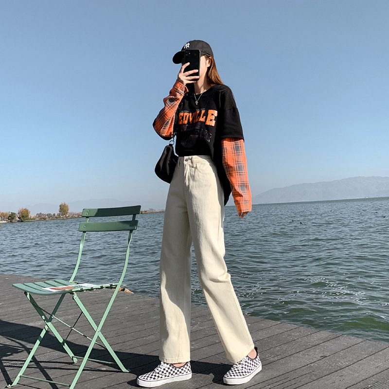 New High Waist Slim Black Loose Casual Wide-Leg Pants