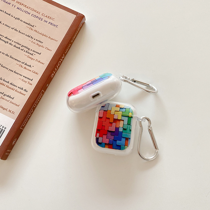 Compatible with Apple, Foreign Trade Airpods Building Block Headset Cover Transparent Airpodspro Protective Cover Soft Bluetooth Protective Shell With Hook - Image 4