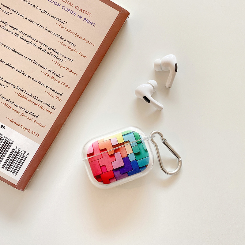 Compatible with Apple, Foreign Trade Airpods Building Block Headset Cover Transparent Airpodspro Protective Cover Soft Bluetooth Protective Shell With Hook - Image 2