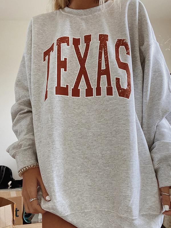 Title 3, Loose Large Size Letter Round Neck Pullover Lon...