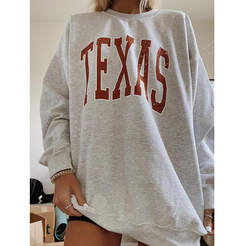 Title 6, Loose Large Size Letter Round Neck Pullover Lon...